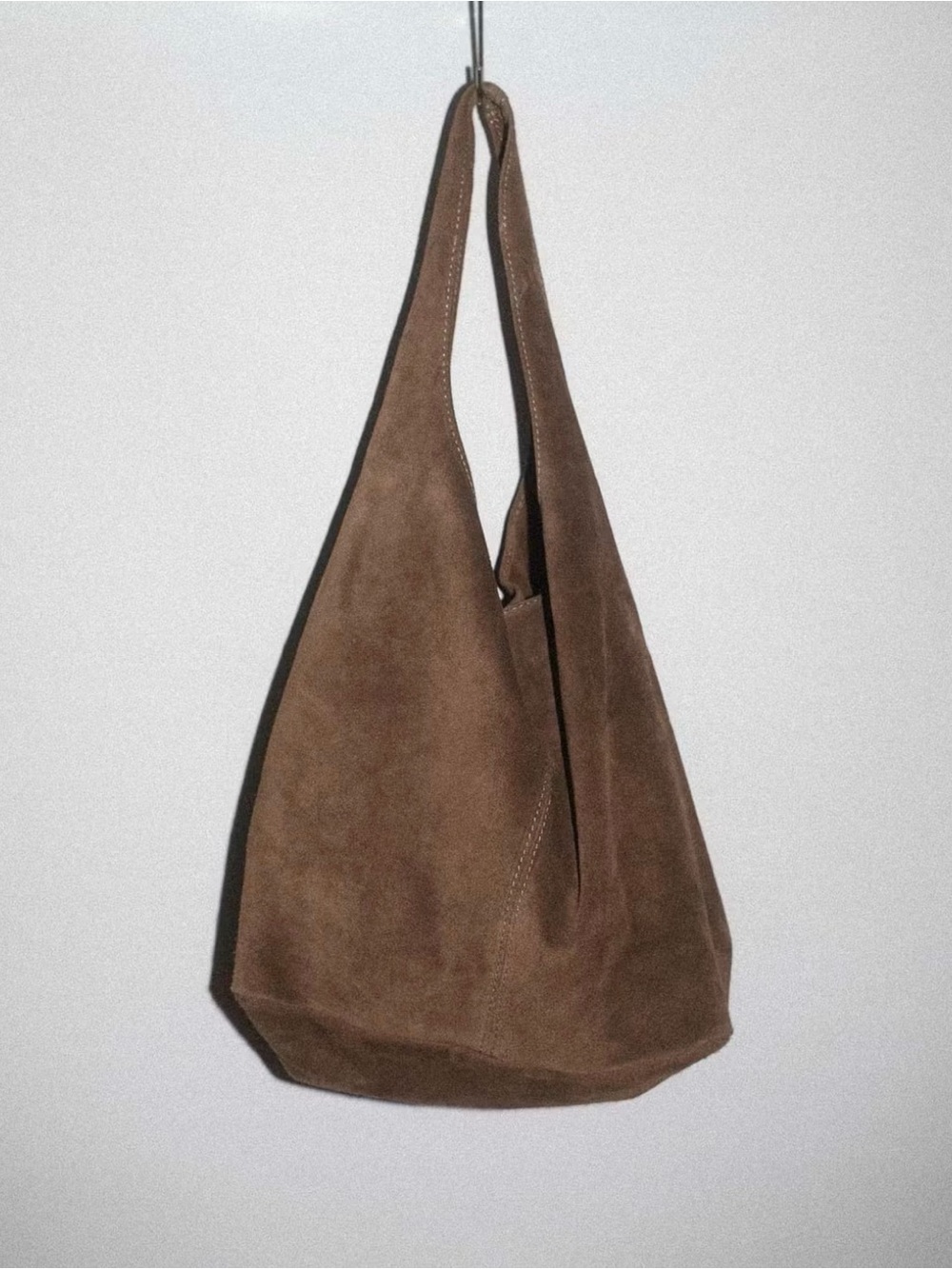 NWT ASRJ Suede Brown/Taupe Slouch Bag - Picture 3 of 8